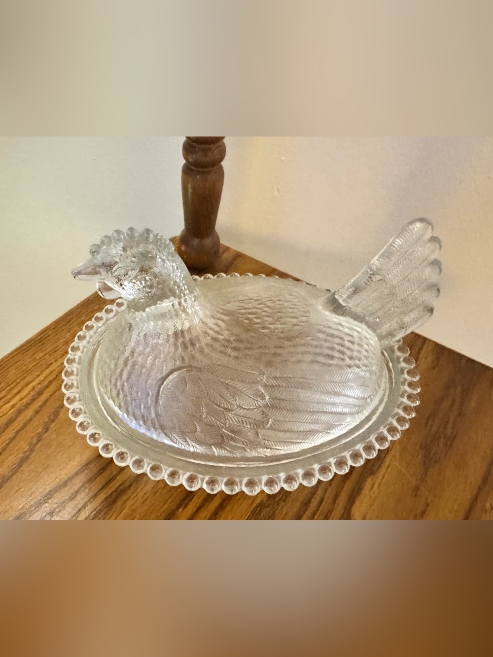 Vintage Indiana Clear Glass Hen on Nest Decorative Serving Dish